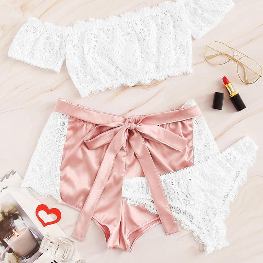 لانجيري 3 قطع ستان