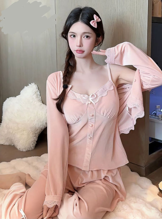 بيجامة 3 قطع قطيفة