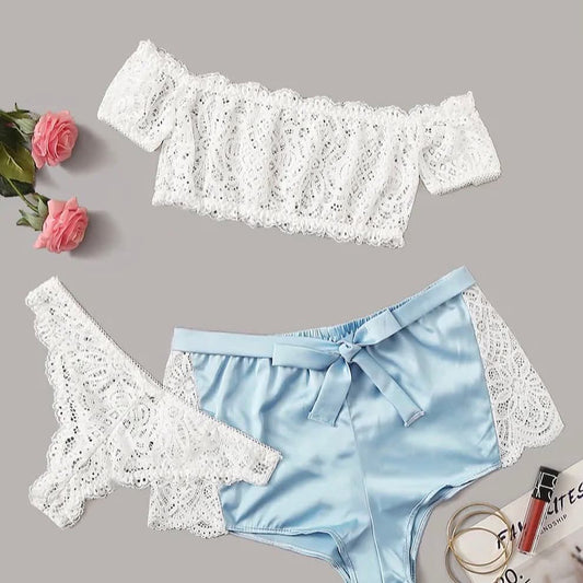 لانجيري 3 قطع ستان